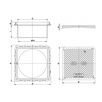 Τετράγωνο κάλυμμα φρεατίων με περιστόμιο απο συνθετικό υλικό (πλαστικό) KIO 400 B125 - ΥΔΡΕΥΣΗ στο Χρωμοδομή