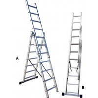 Profal Σκάλα τριών τεμ. 3x9 σκαλιά με τραβ. ελαφρού τύπου 801309 -  ΣΚΑΛΕΣ στο Χρωμοδομή