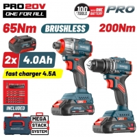 BORMANN Pro - BBP5431X44T2CA Σετ Compact Brushless Κρουστικό Δραπανοκατσάβιδο,Παλμικό Κατσαβίδι 084839 - ΣΕΤ ΕΡΓΑΛΕΙΩΝ στο Χρωμοδομή