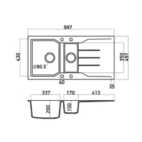 Sanitec Ultra Granite 803 Νεροχύτης (98 x 50 cm) - 33 Nero - ΝΕΡΟΧΥΤΕΣ στο Χρωμοδομή
