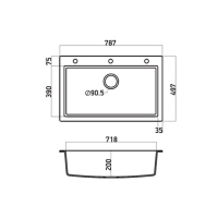 Sanitec Ultra Granite 808 Νεροχύτης (79 x 50 cm) - 33 Nero - ΝΕΡΟΧΥΤΕΣ στο Χρωμοδομή