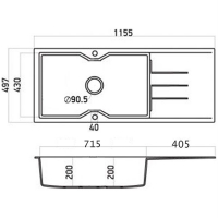Sanitec Ultra Granite 817 Νεροχύτης (116 x 50 cm) - 33 Nero - ΝΕΡΟΧΥΤΕΣ στο Χρωμοδομή